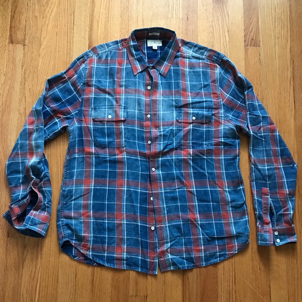Lucky Brand Lightweight Classic Fit Plaid Button Up Shirt XL